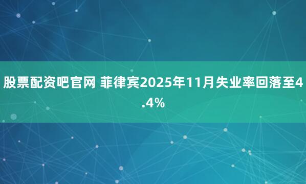 股票配资吧官网 菲律宾2025年11月失业率回落至4.4%